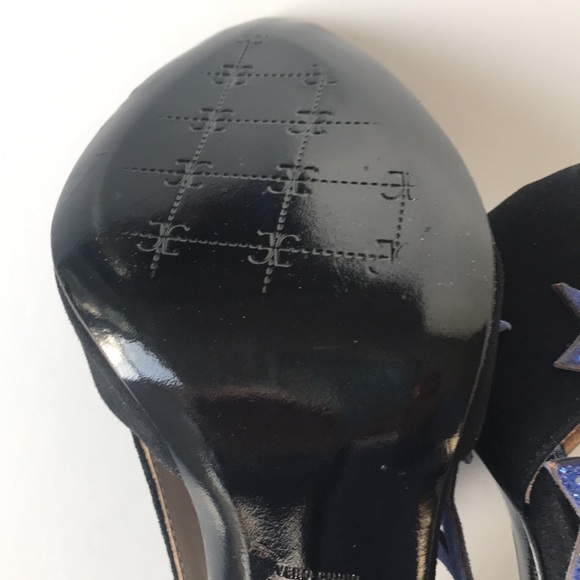 Fabi Italian black suede peep toe heels, size 37.5/6.5, unworn - Picture 9 of 15